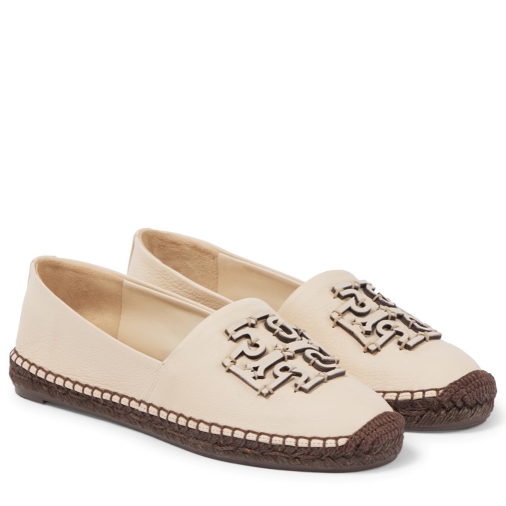 Tory Burch ines leather espadrilles in cream size 8